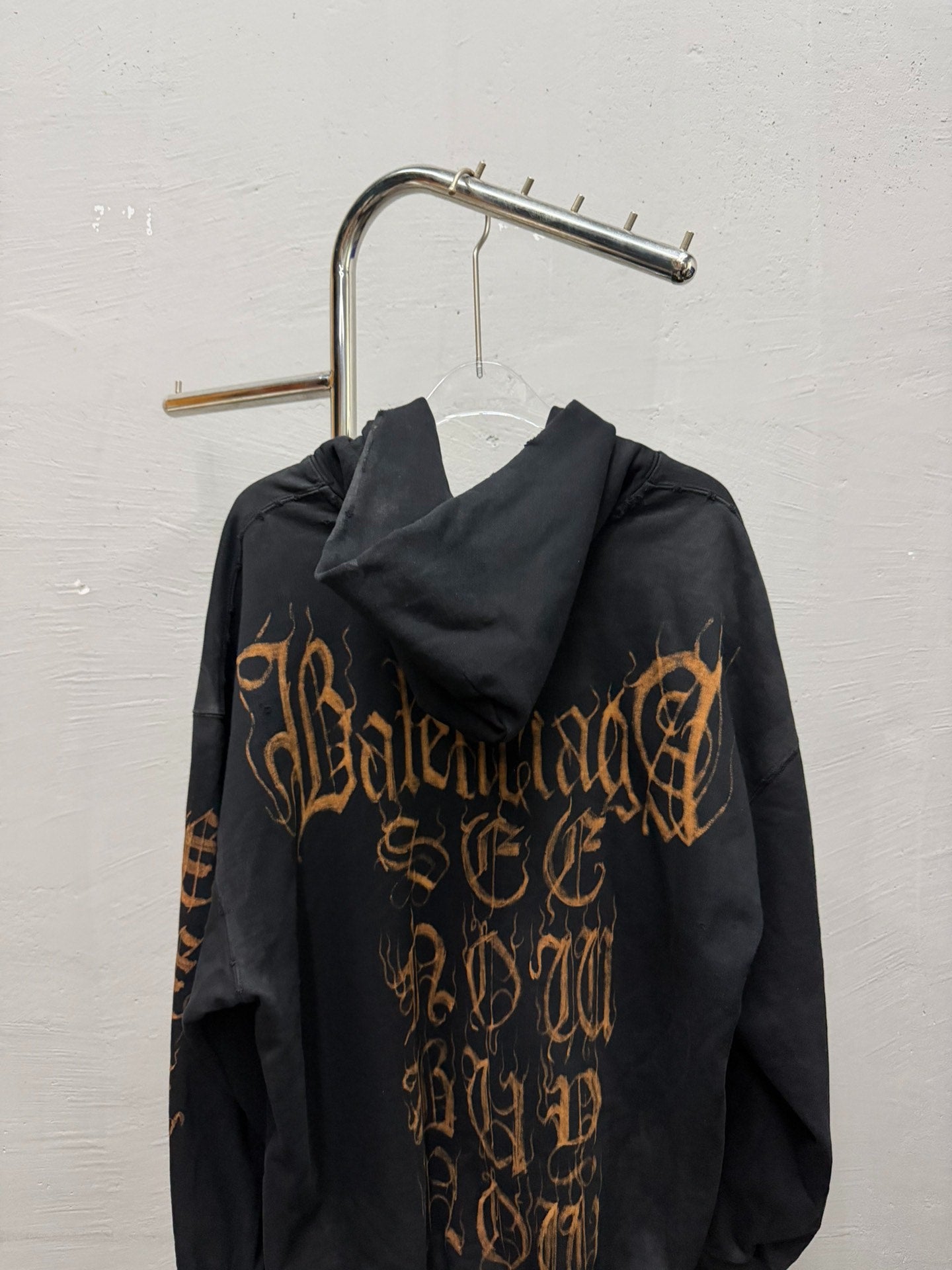 Balenciaga Black Zip Hoodie Gold Graphics