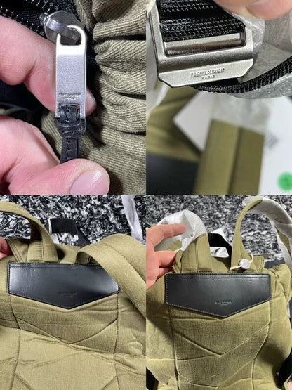 military green patch backpack from saint laurent