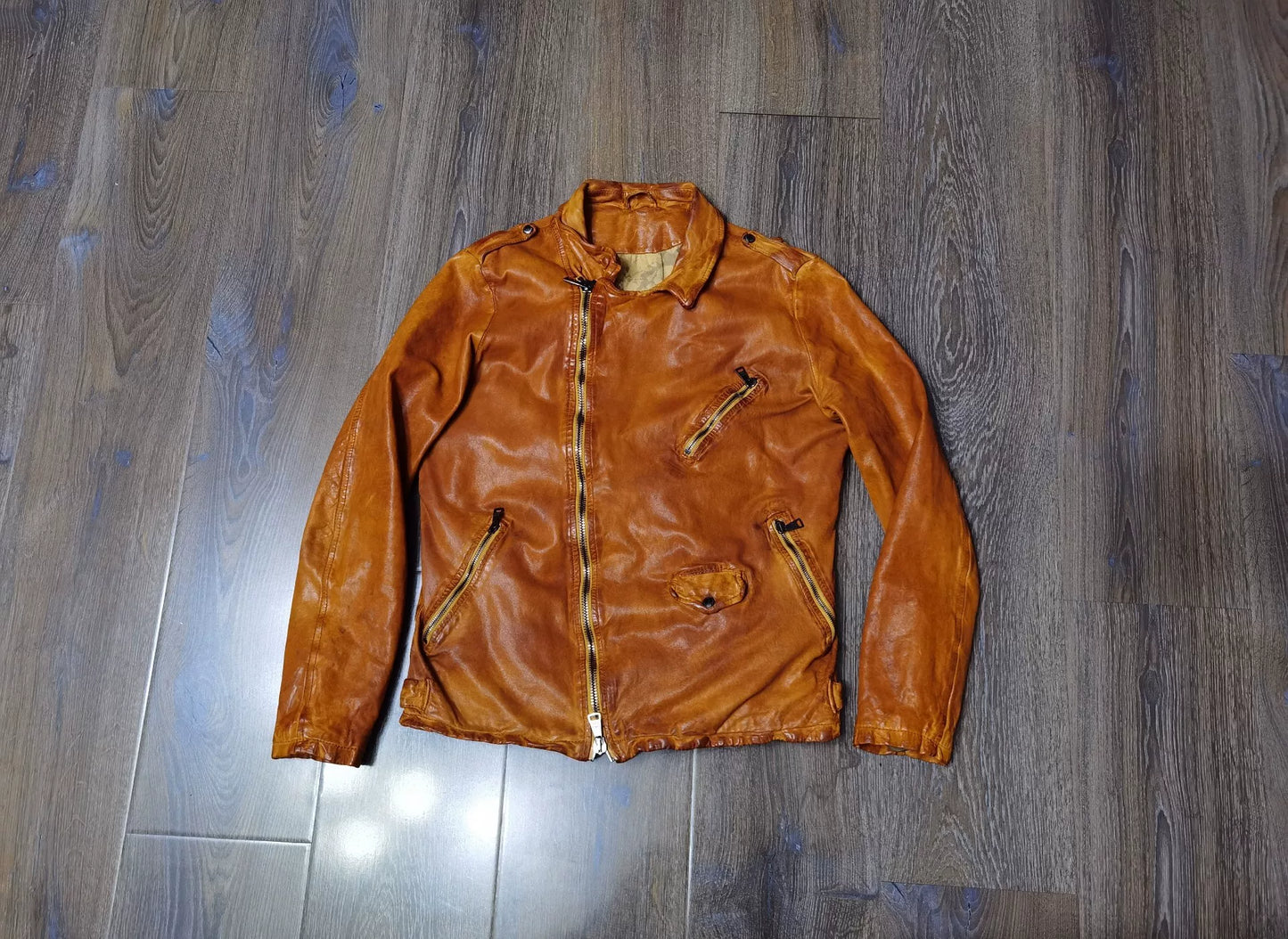 Giorgio Brato Washed Distressed Leather Jacket