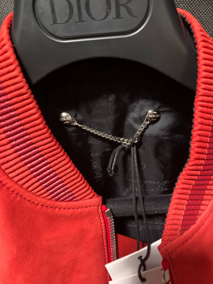 berluti red leather bomber jacket size 46