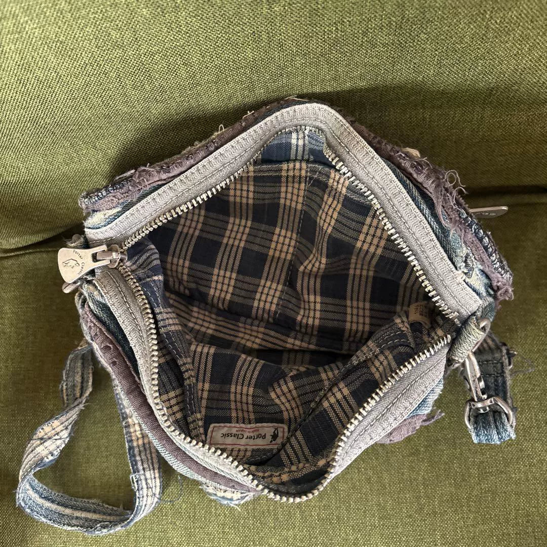 Porter Classic Distressed Denim Crossbody Bag