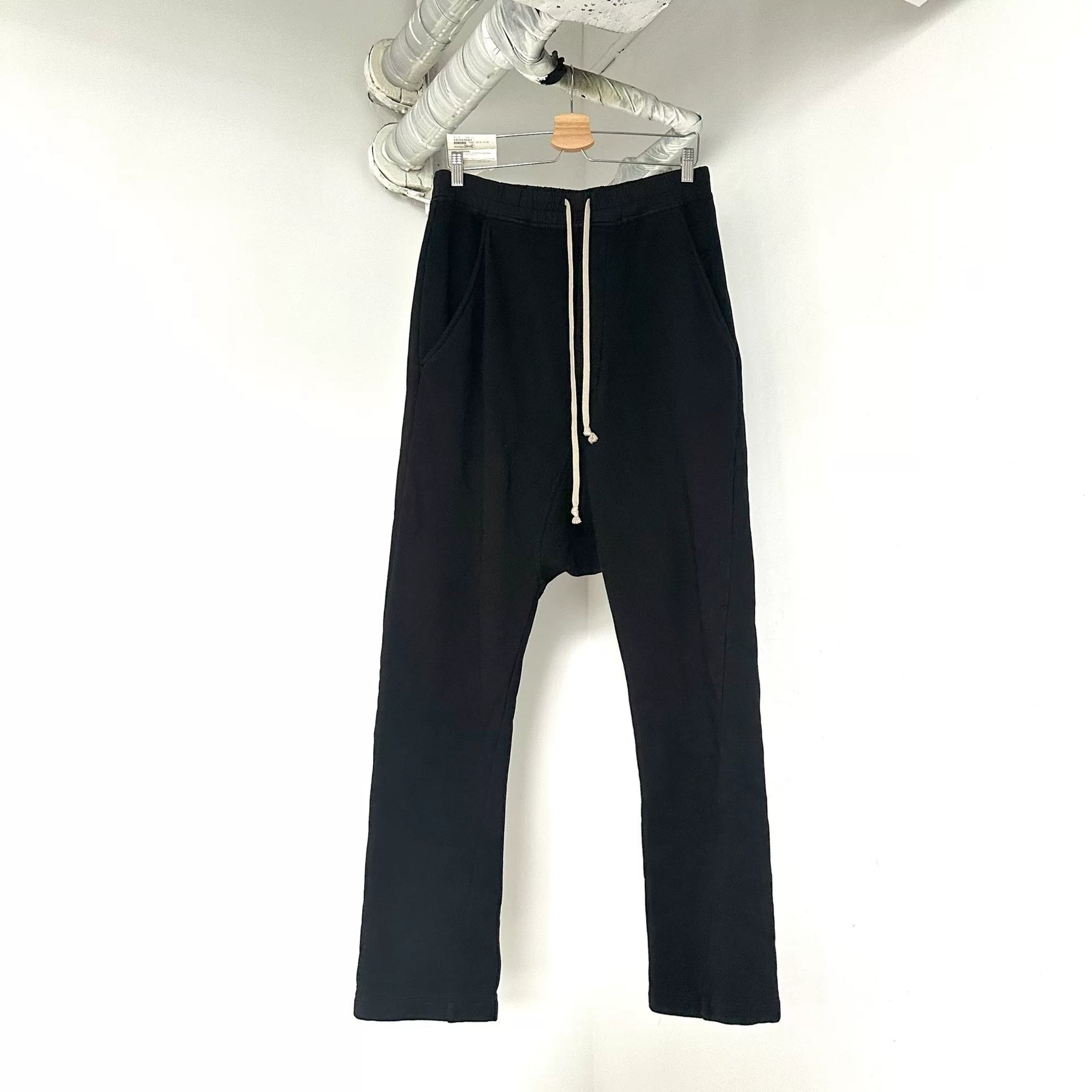 Rick Owens Black Drop-Crotch Sweatpants