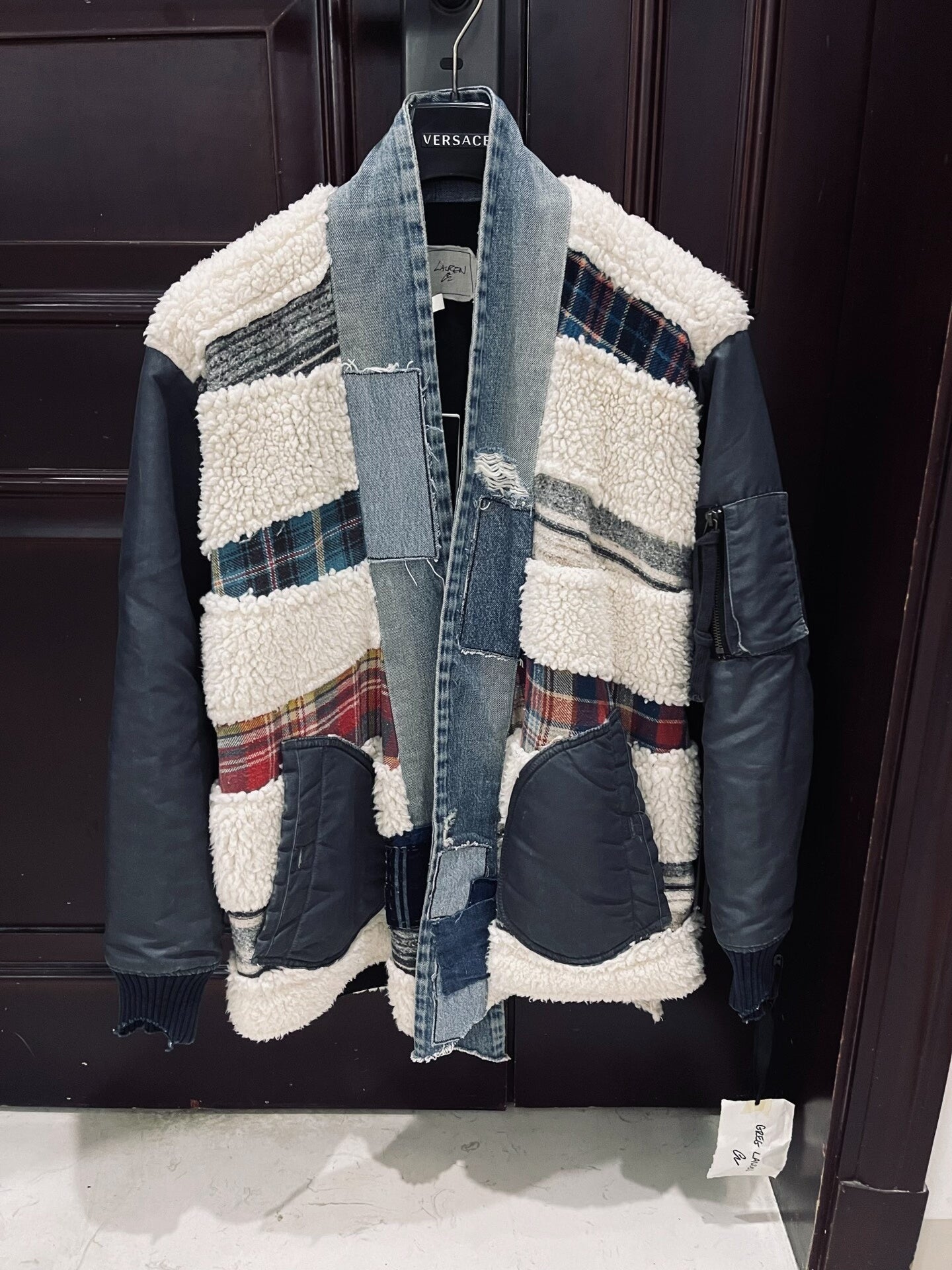 Greg Lauren Shearling Patchwork Robe