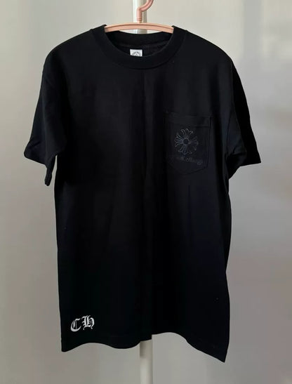 chrome hearts black pocket short sleeve shirt