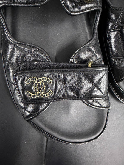 Chanel Pearl Buckle Sandals Size 42