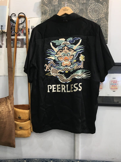 visvim black silk short sleeve shirt