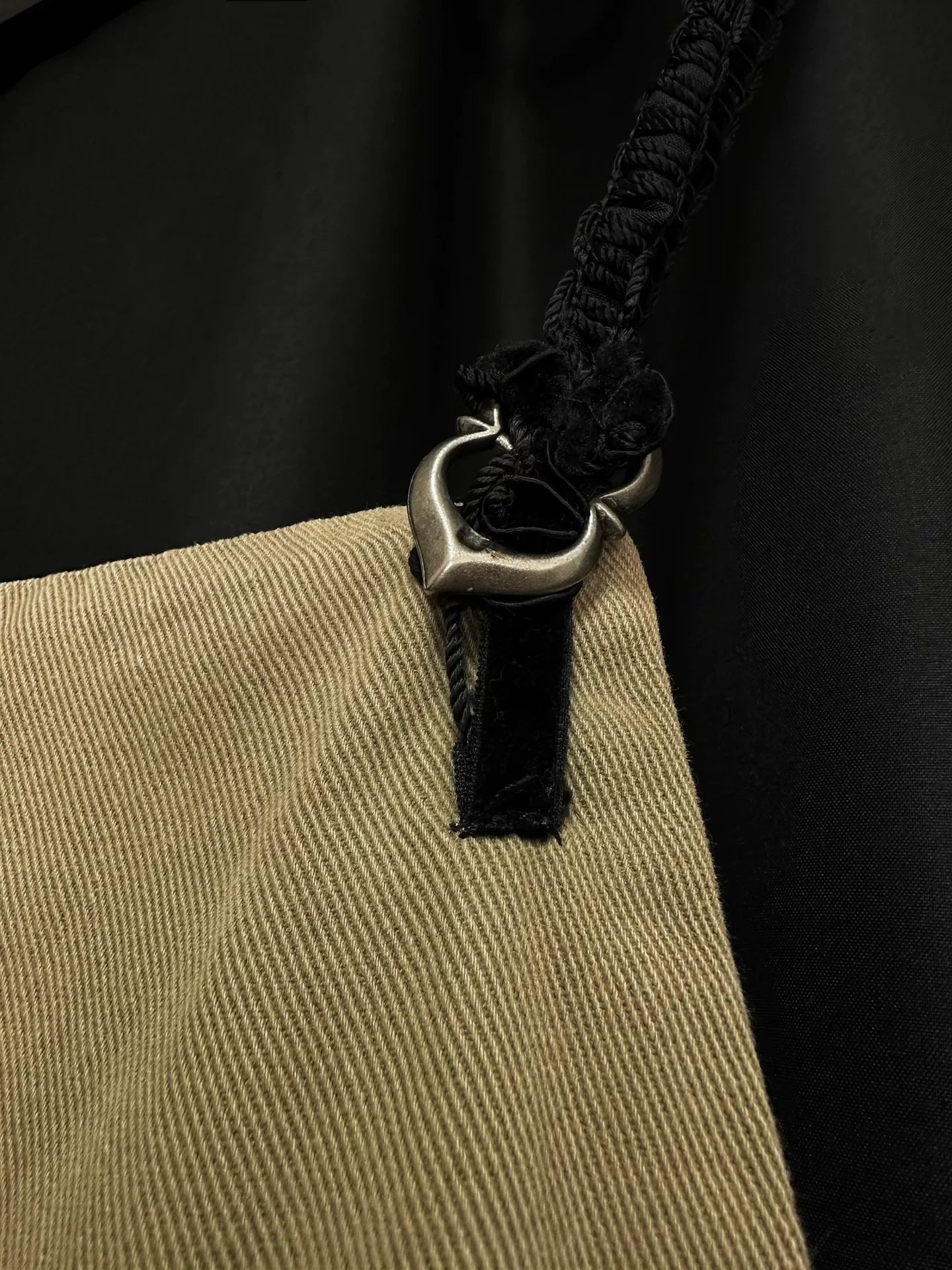 beige velvet overalls with silver buckles