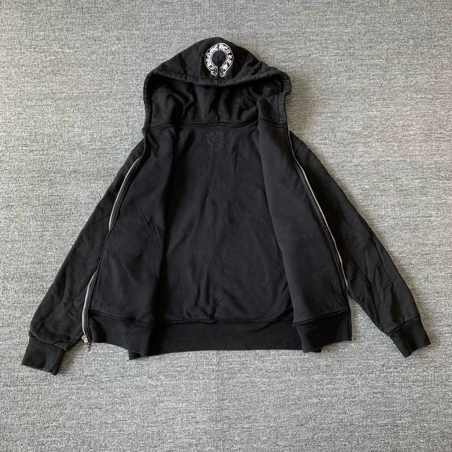 chrome hearts black zip-up hoodie with logo