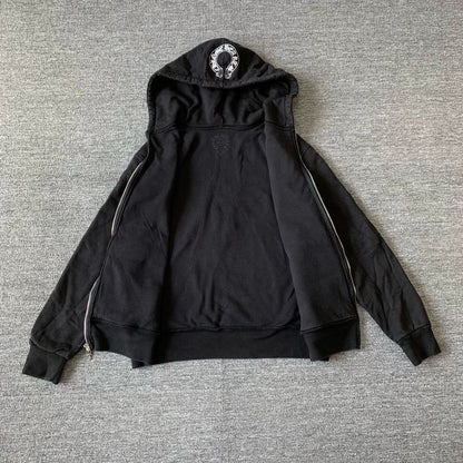 chrome hearts black zip-up hoodie with logo