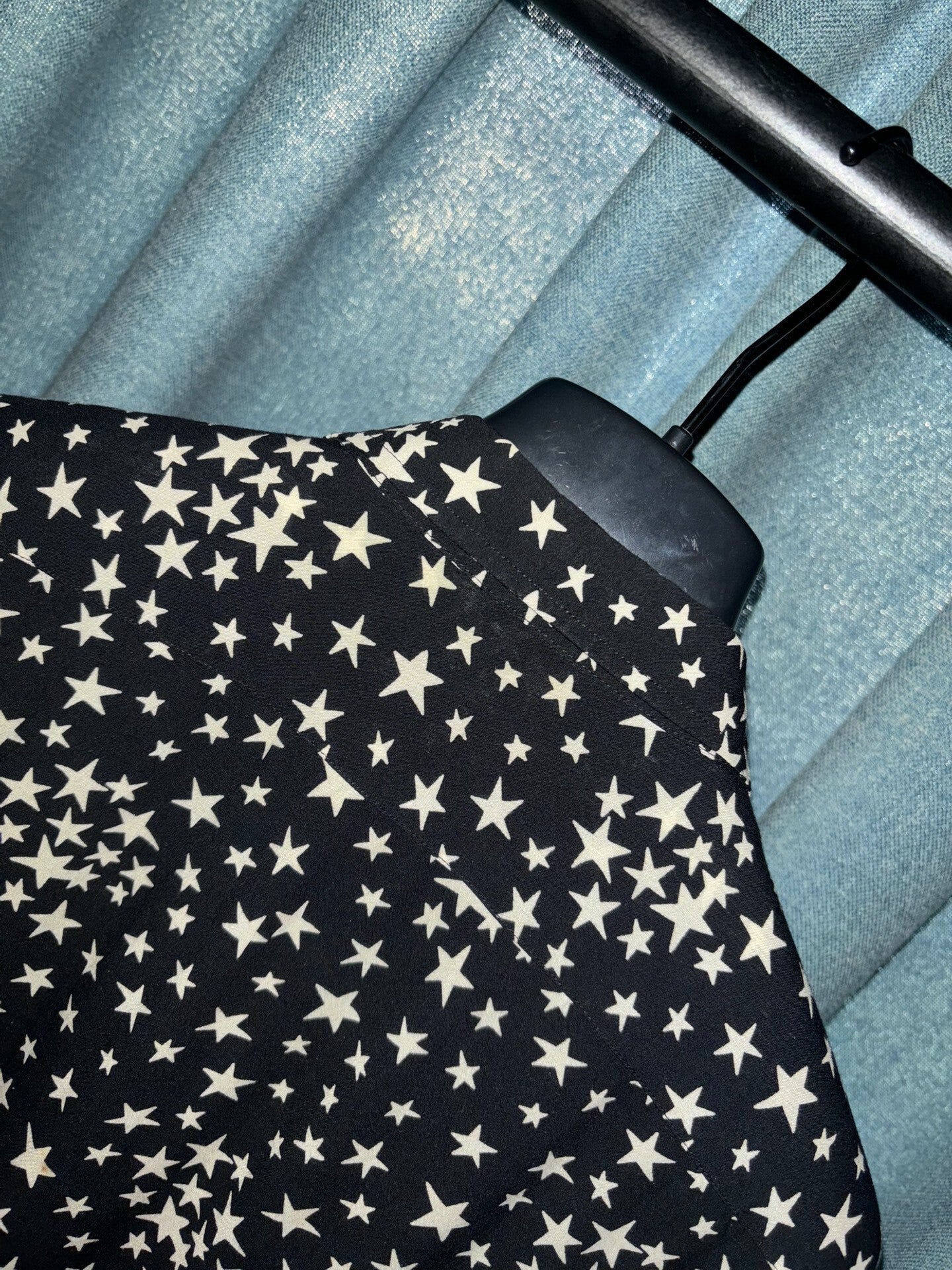 black and white star print shirt