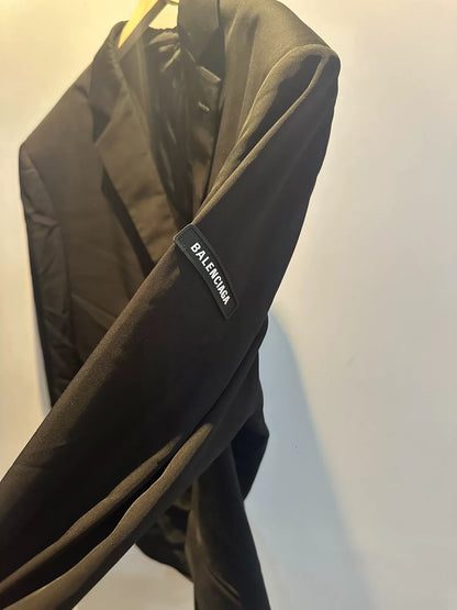 Balenciaga Black Logo Wide Suit Jacket