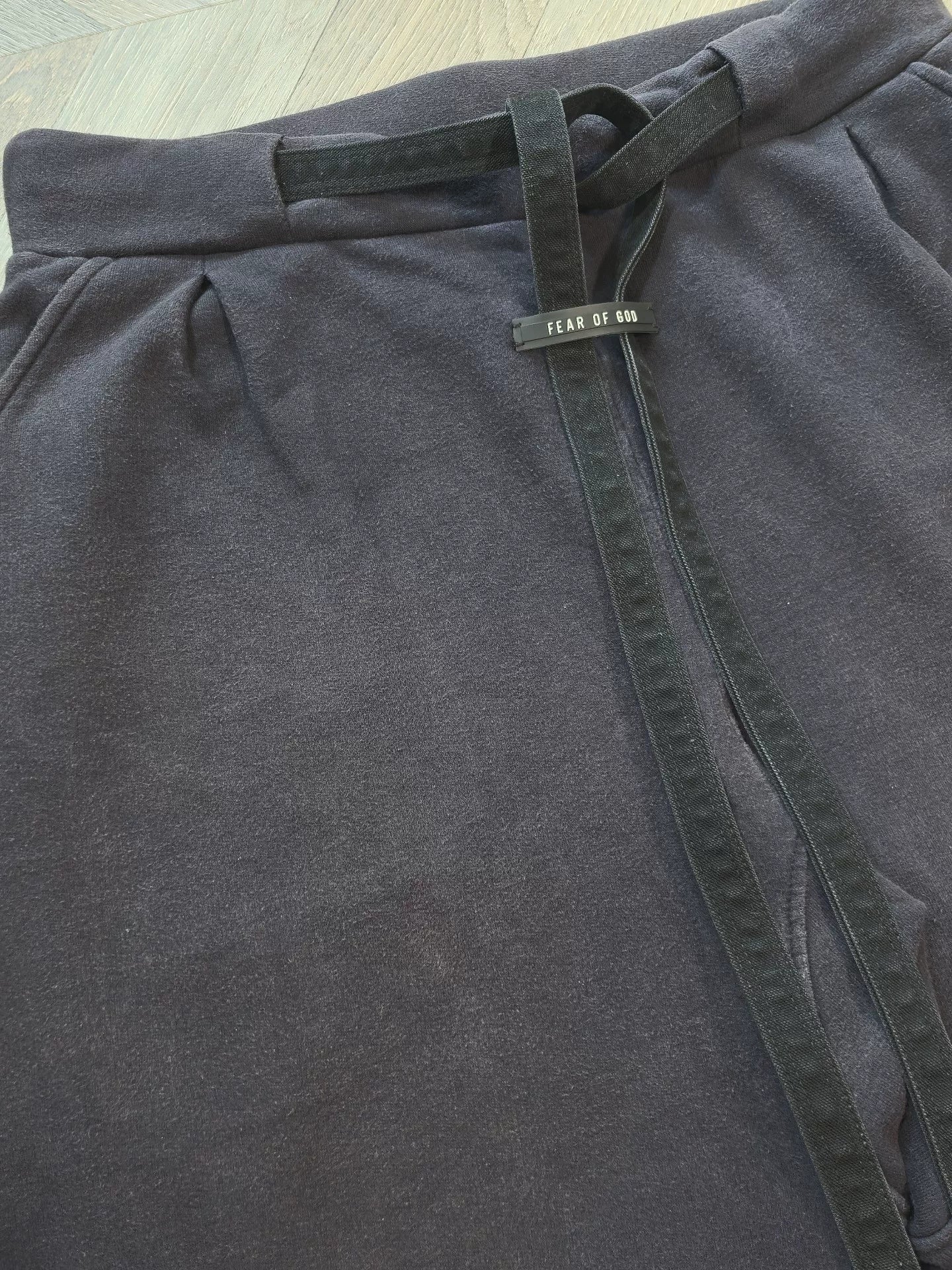 fear of god distressed shorts with belt