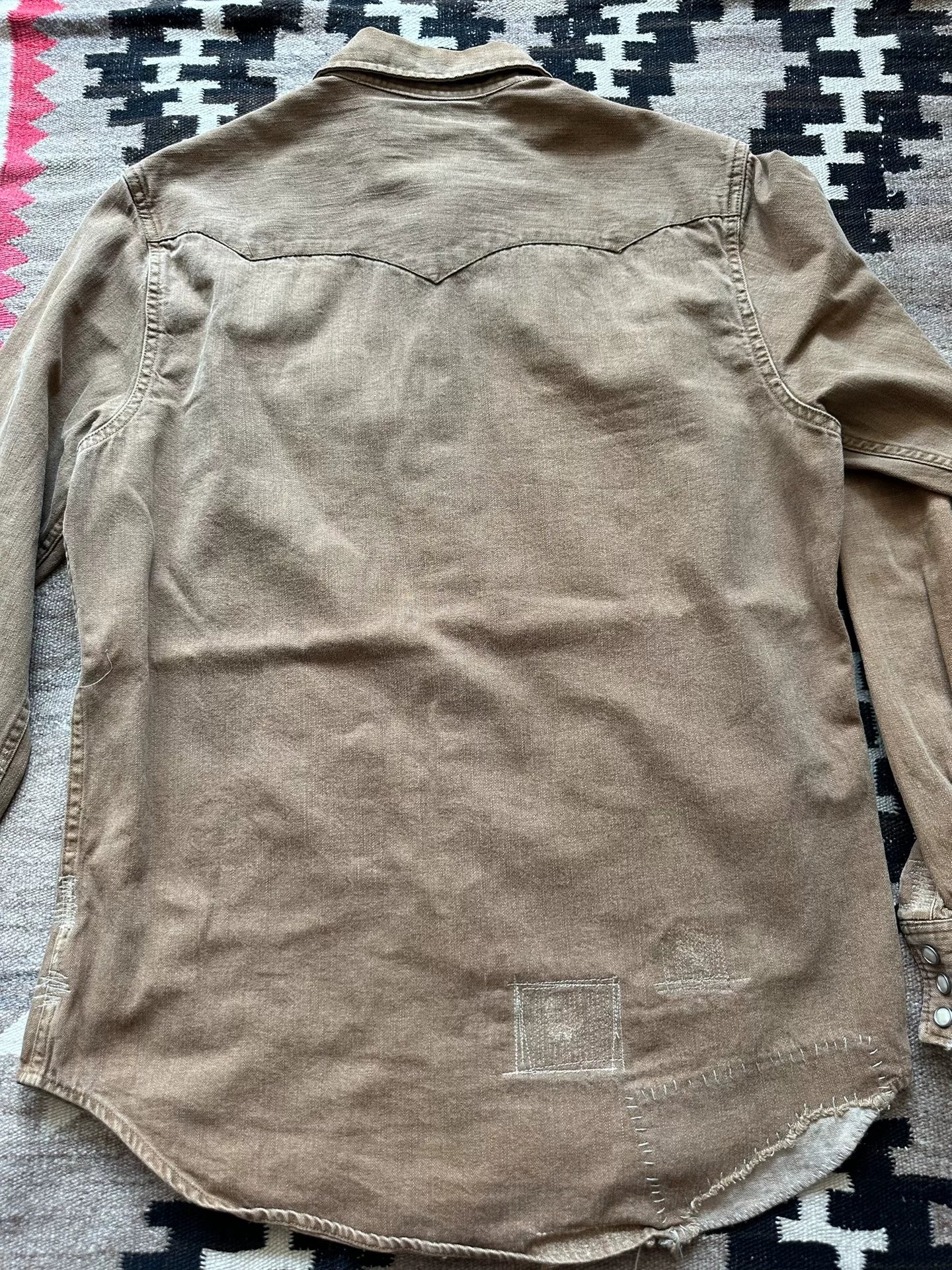 rrl distressed floral western shirt