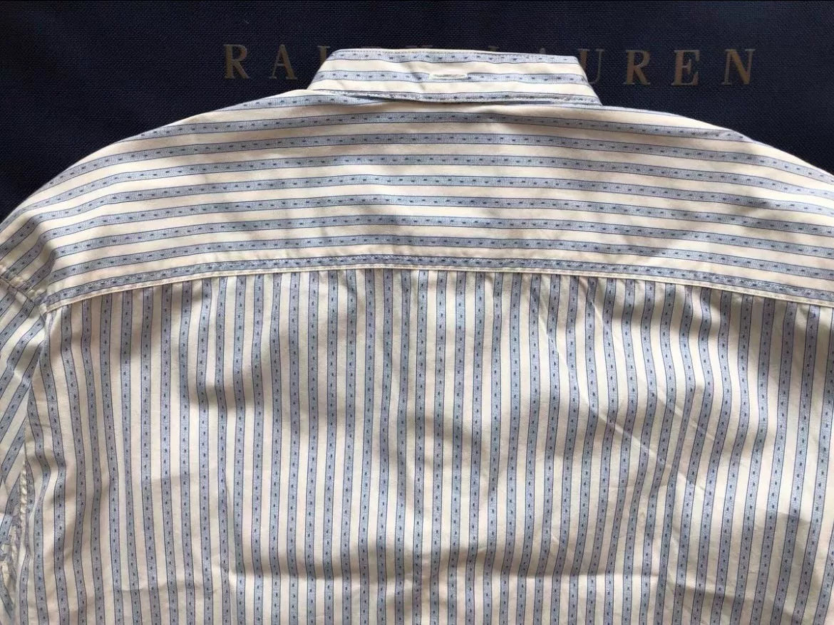 RRL Striped Collarless Shirt