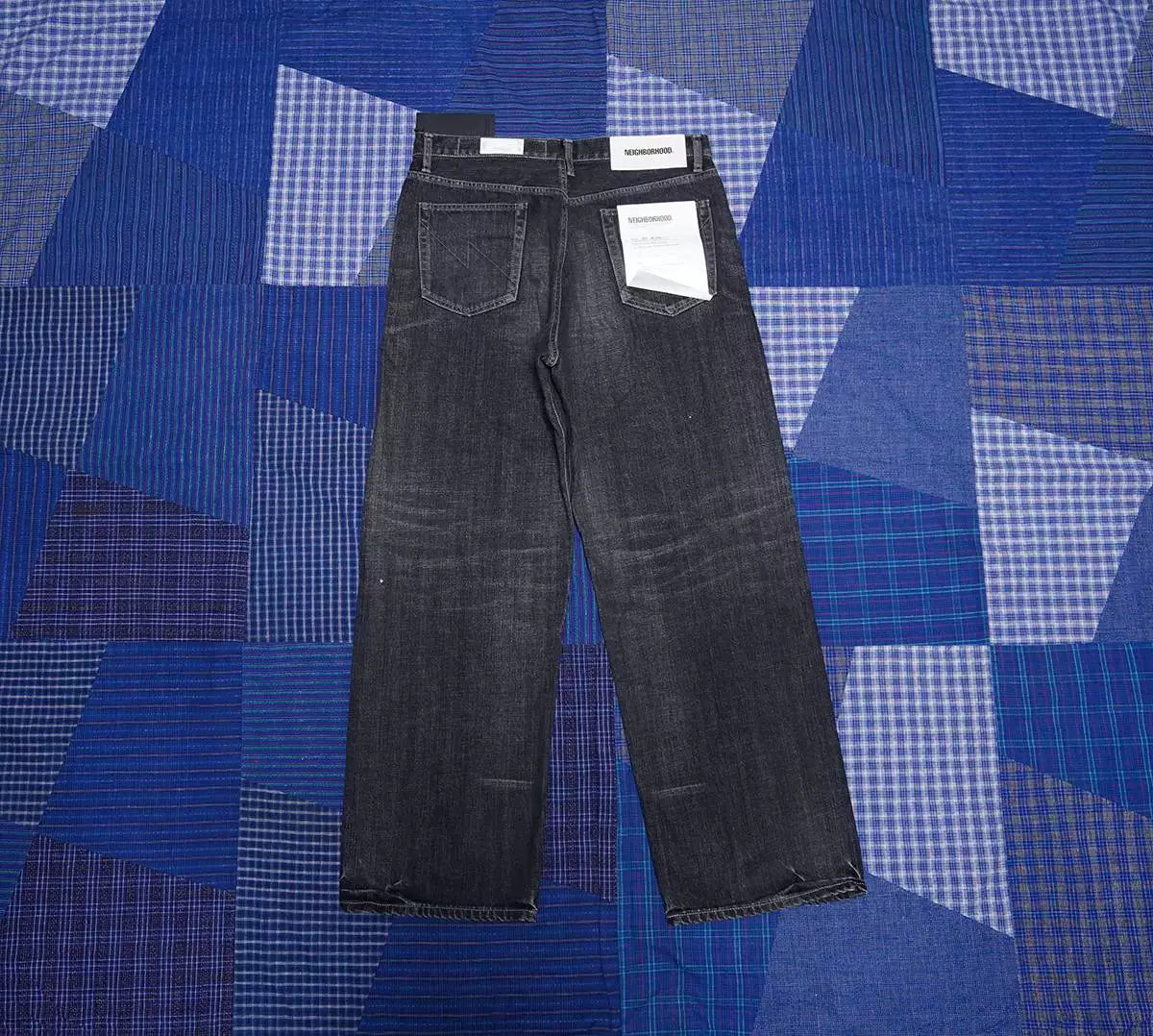 neighborhood washed denim wide pants