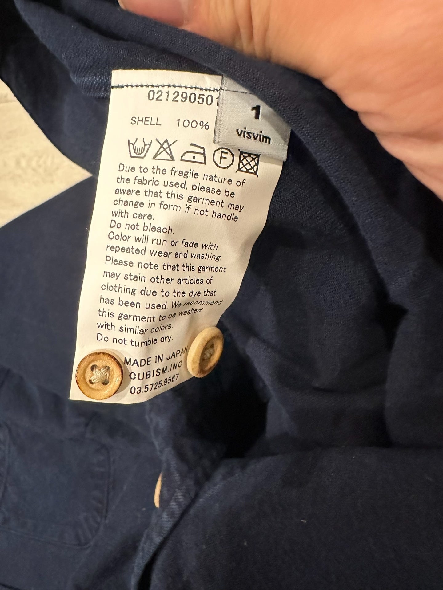 visvim Dark Blue Wooden Button Shirt