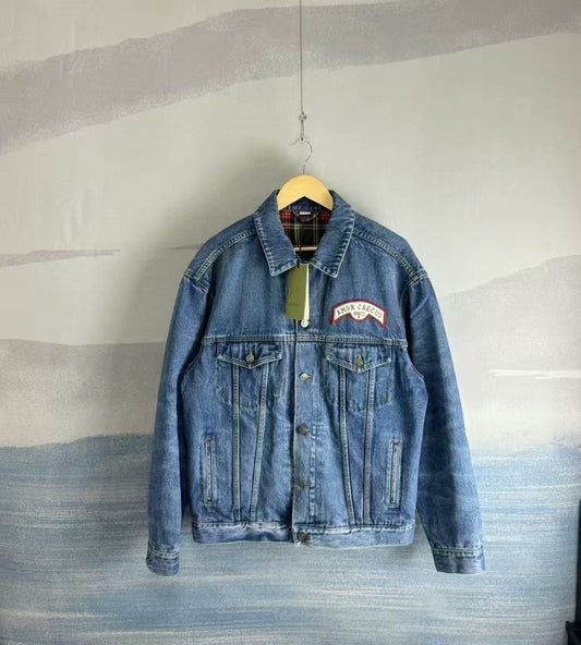gucci blue denim jacket with double g logo