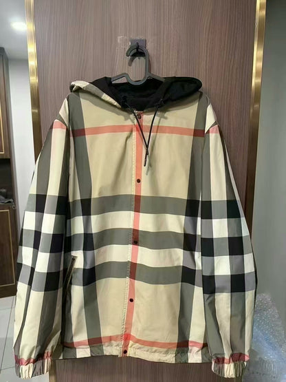 burberry reversible check hooded jacket