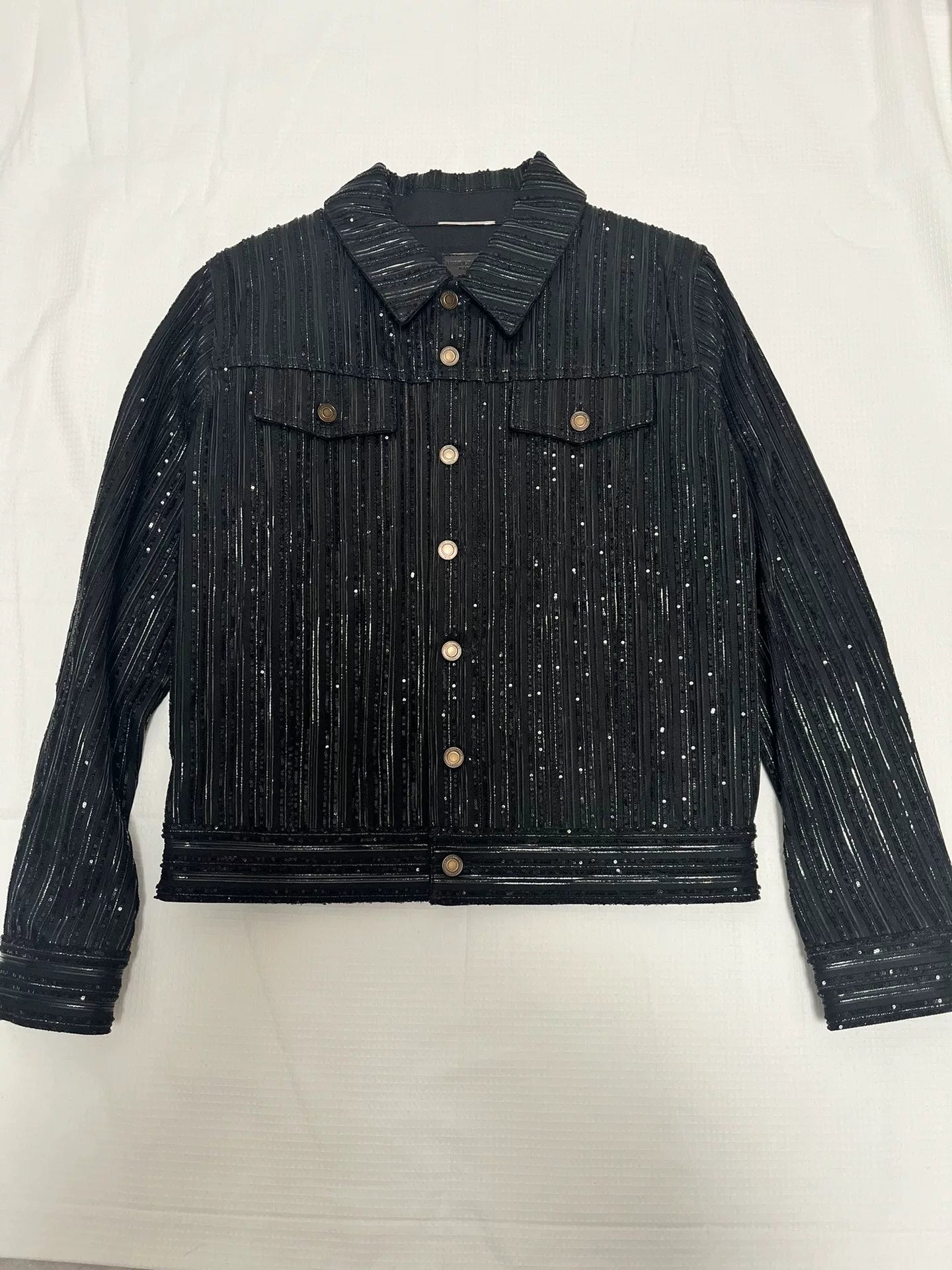 Saint Laurent Paris Black Sequin Jacket M