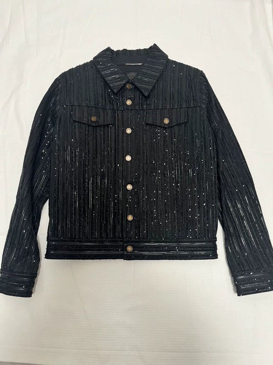 Saint Laurent Paris Black Sequin Jacket M
