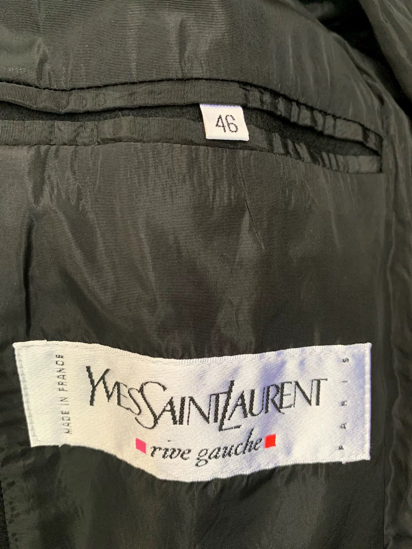 Yves Saint Laurent Rive Gauche Black Overcoat