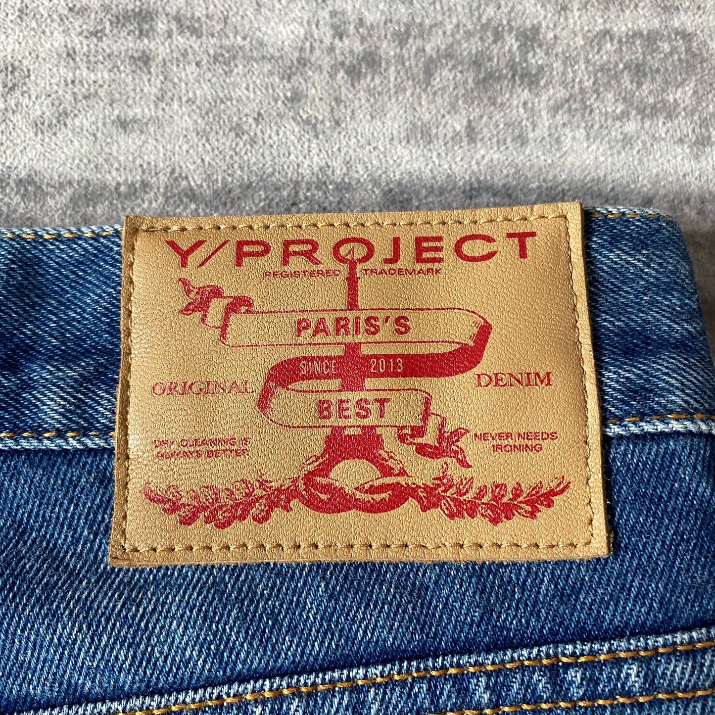 layered 3D twisted denim long pants