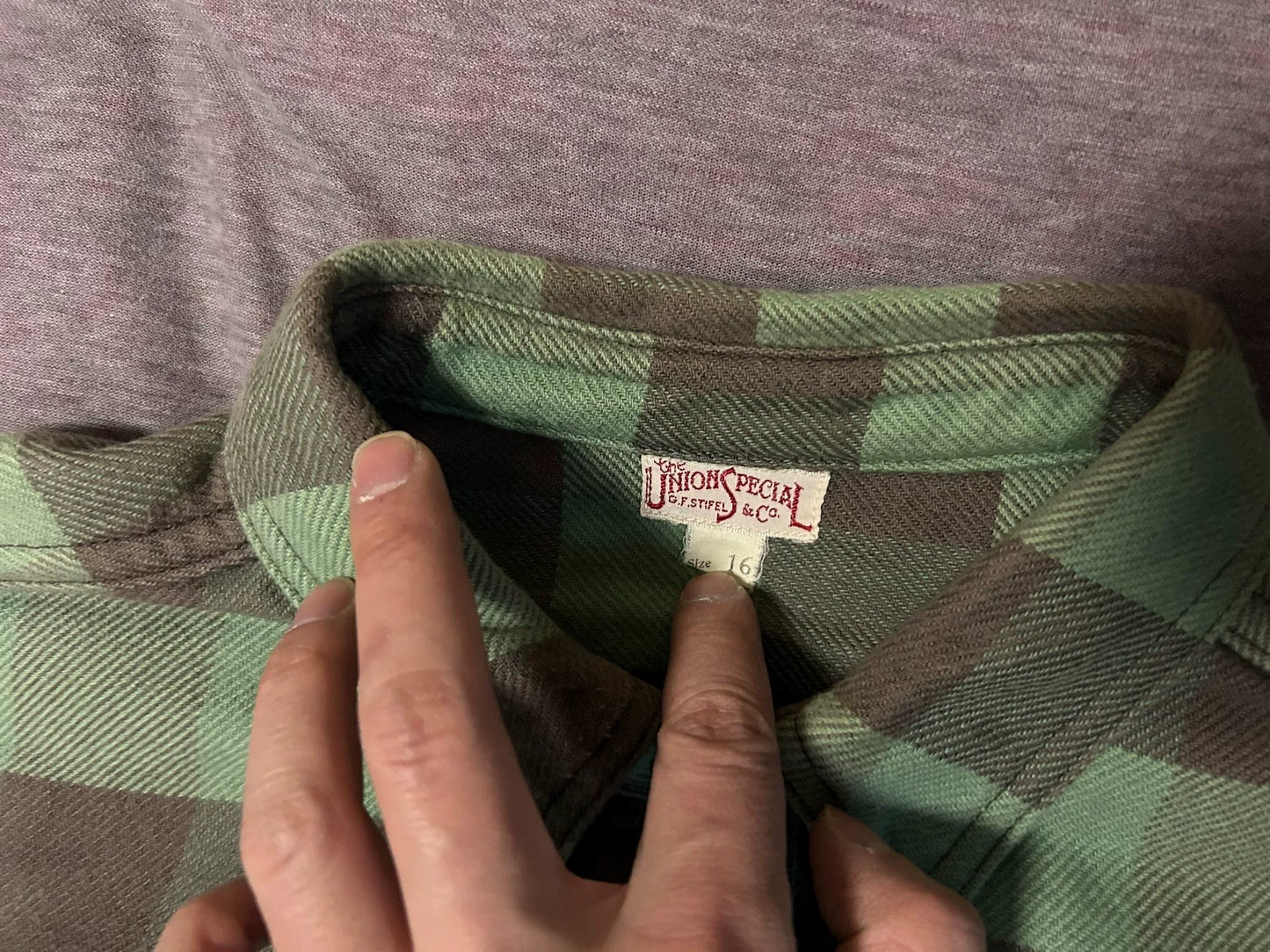 freewheelers green and gray flannel shirt