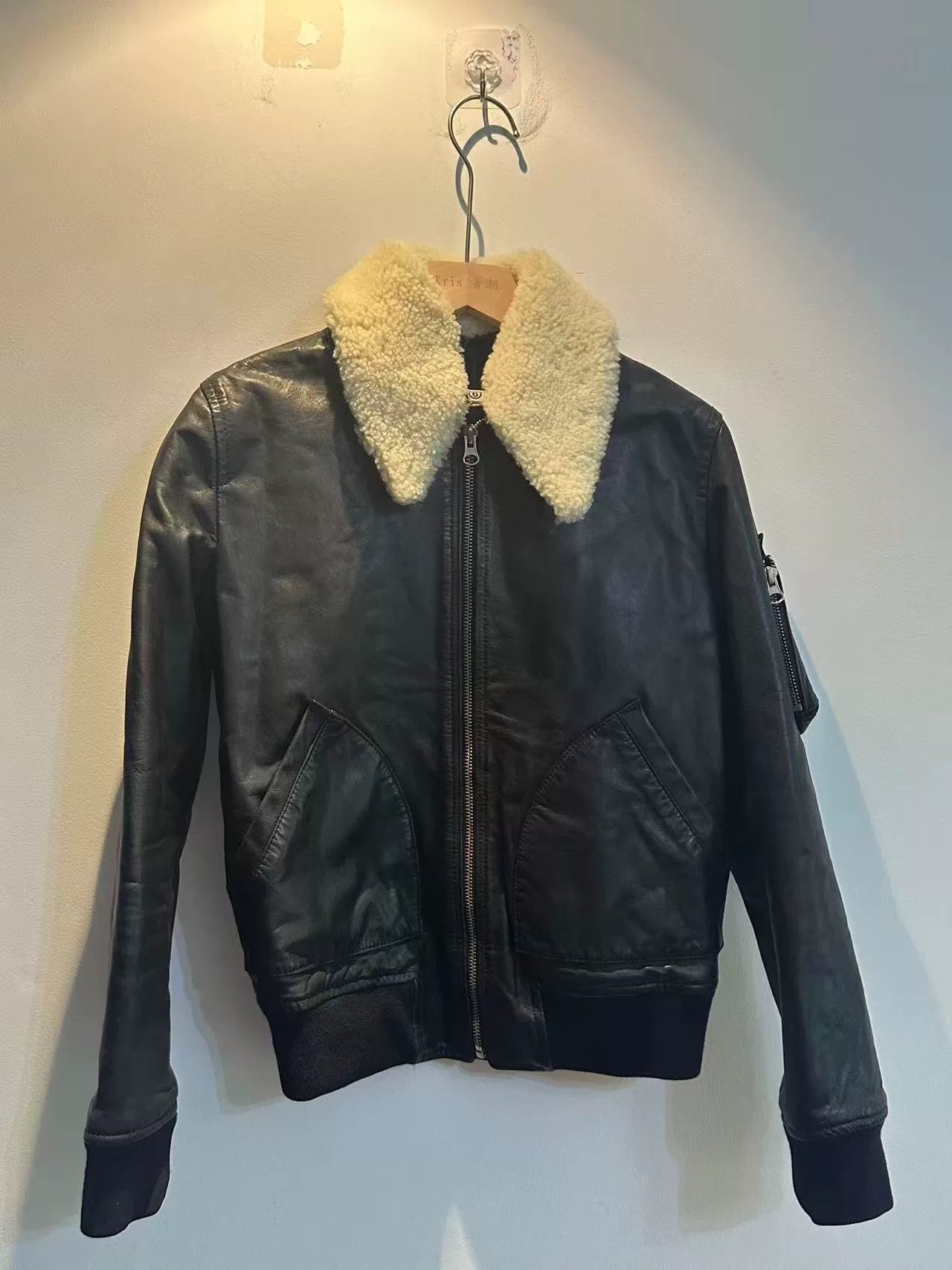 Maison Margiela Leather Jacket with Shearling Collar