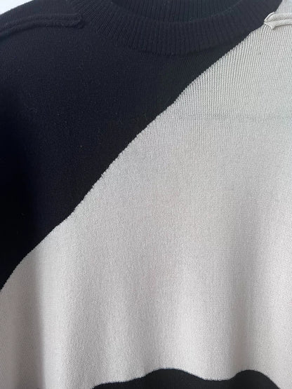 rick owens color block knit sweater