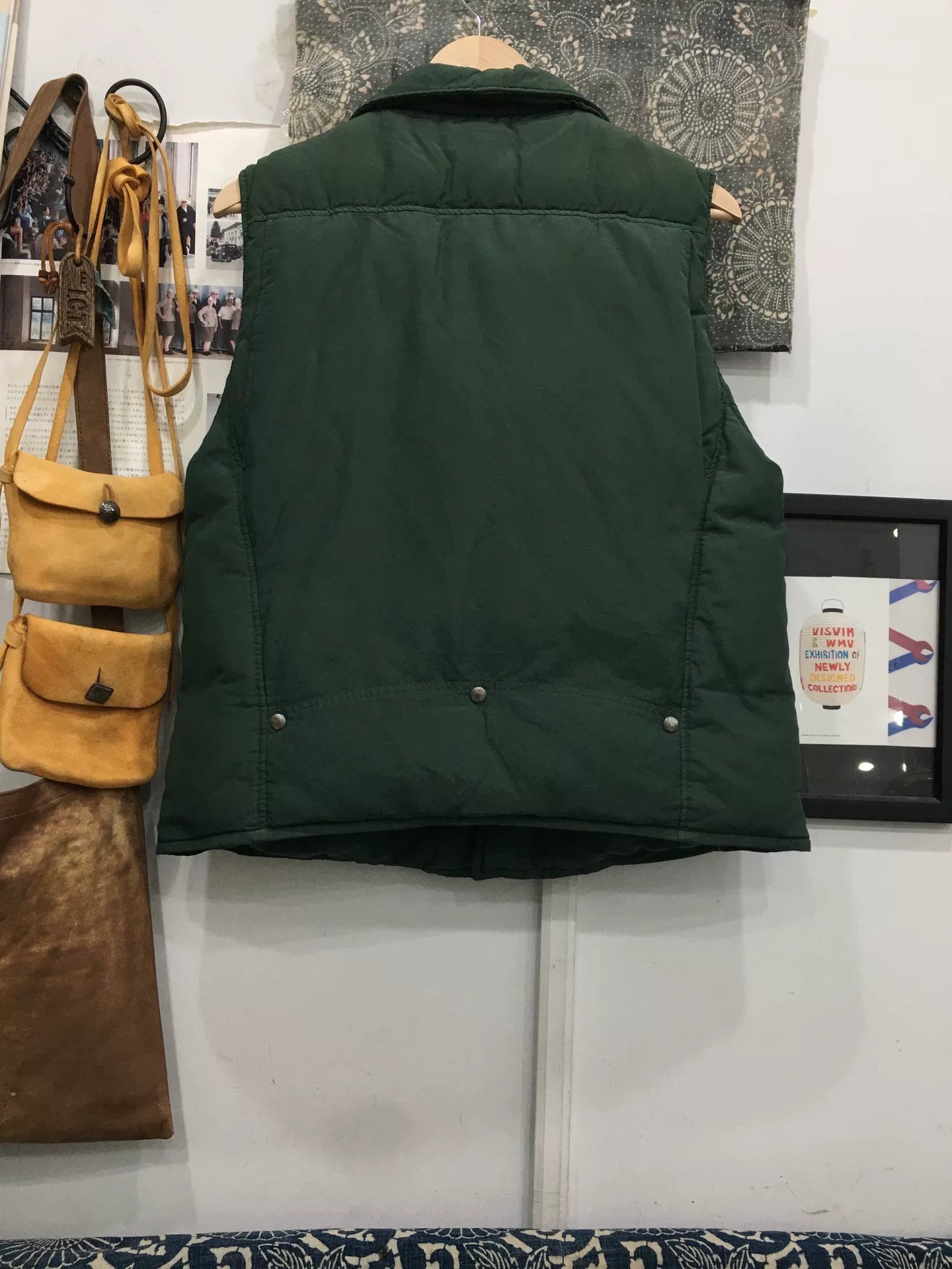 visvim strabler down vest in green