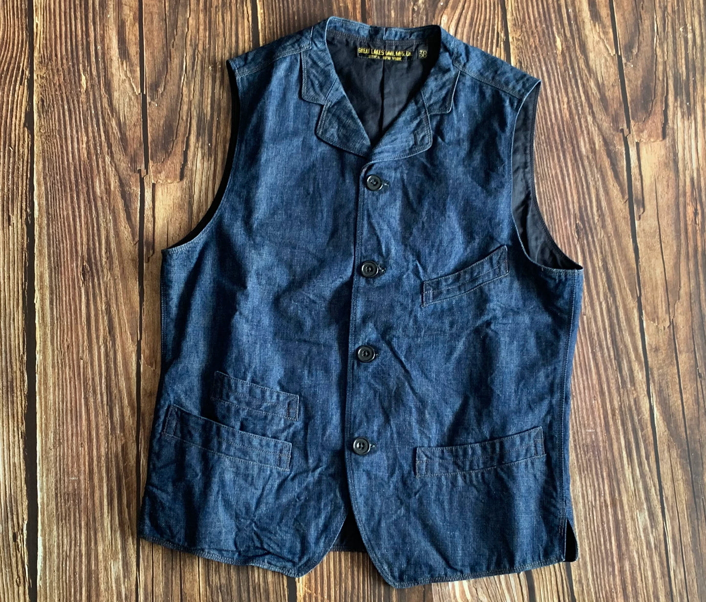 blue denim work vest for versatile styling