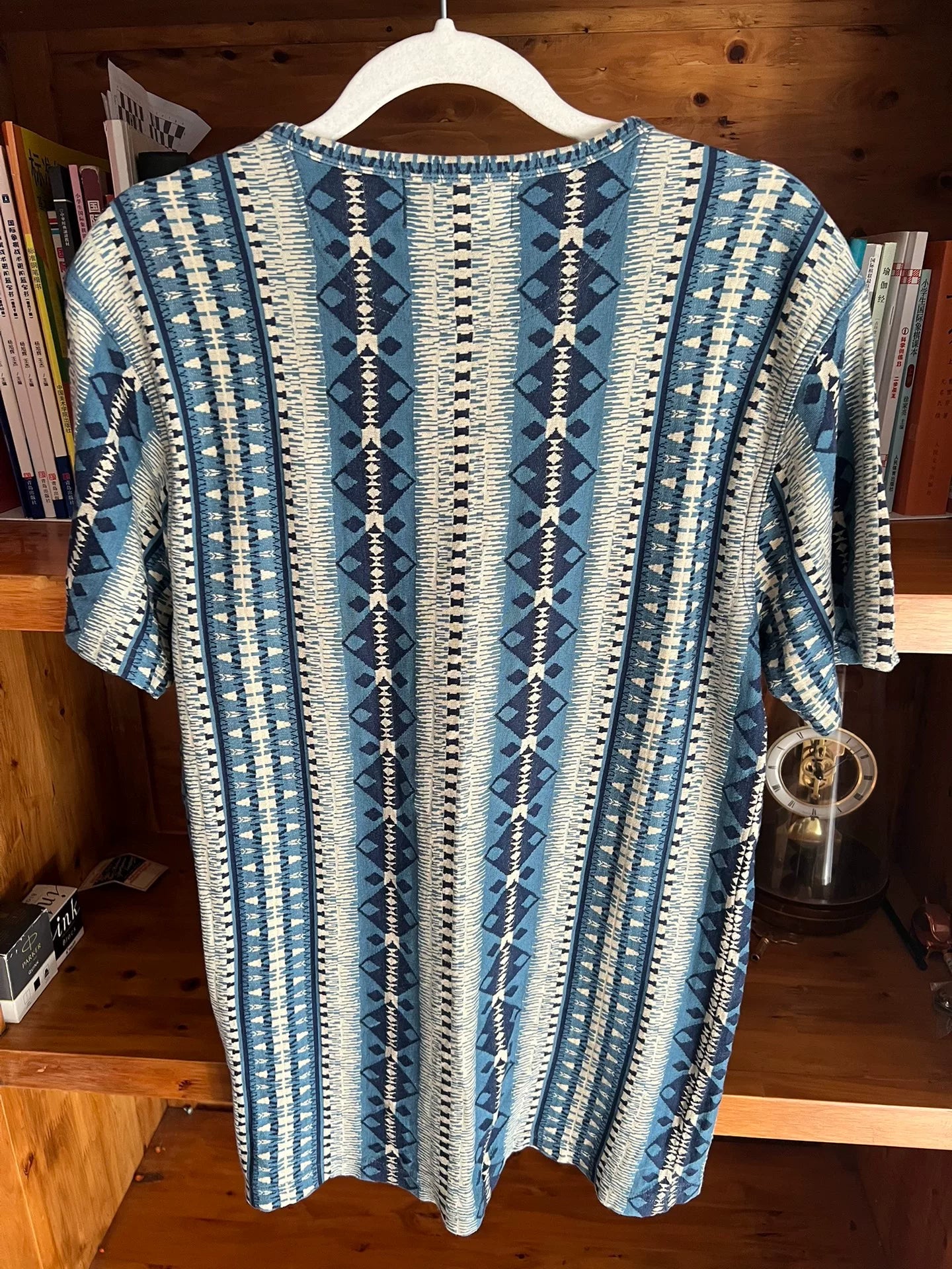 vintage southwestern print short sleeve henley