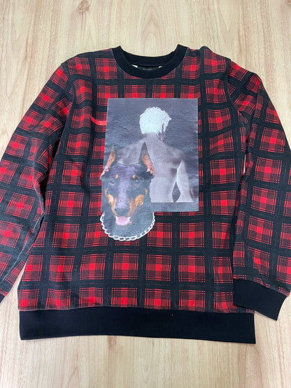 givenchy red plaid dog graphic sweatshirt