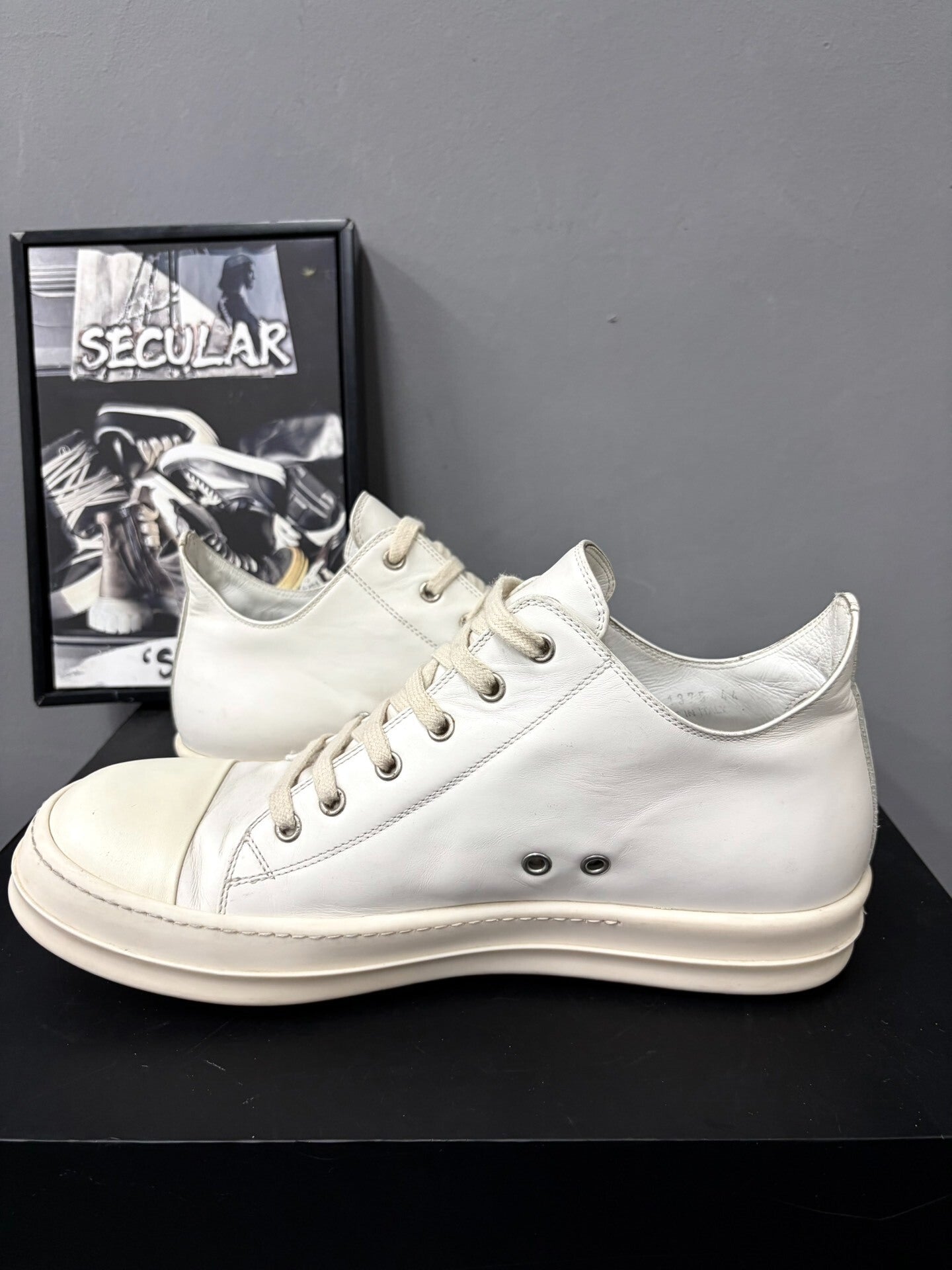 Rick Owens 17FW Milk White Leather Sneakers