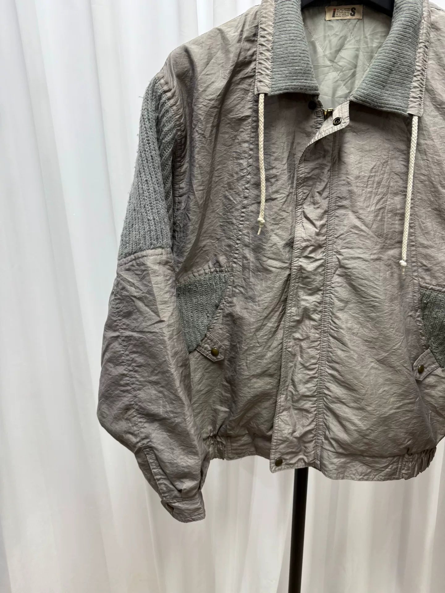 issey miyake logo patch metallic nylon jacket