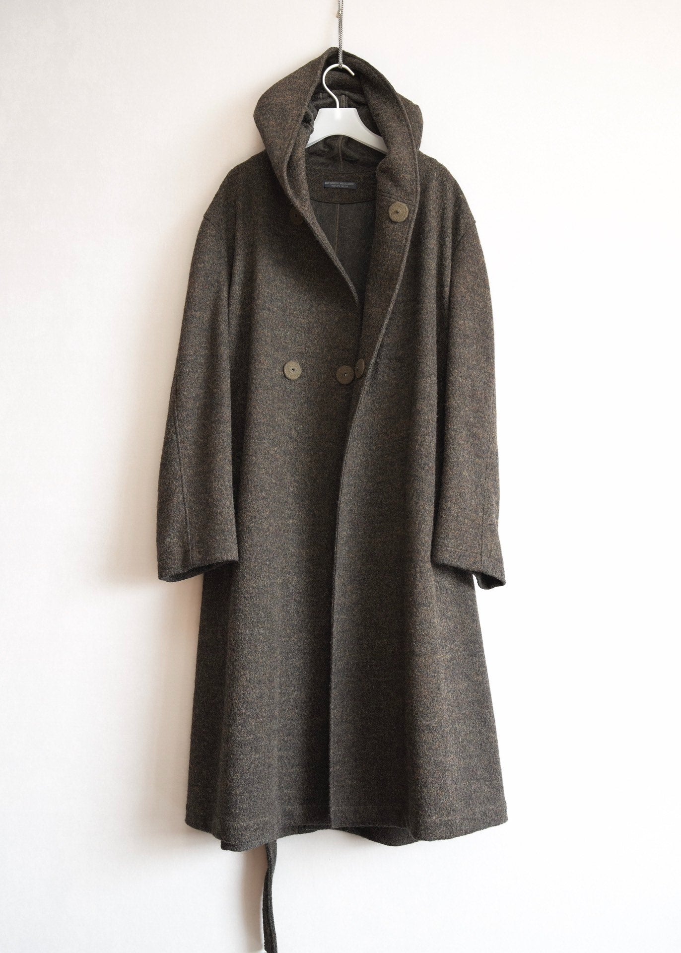 yohji yamamoto hooded oversized coat