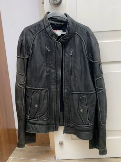 diesel leather biker jacket size xxl