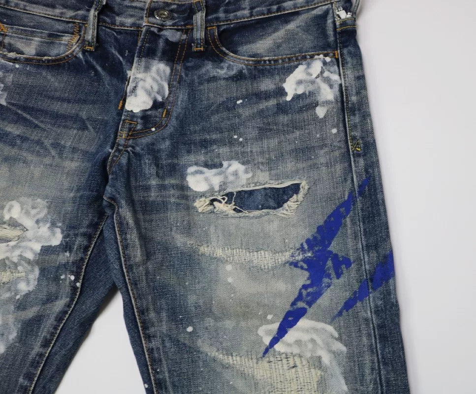 Vanquish Fragment Lightning Splatter Distressed Jeans