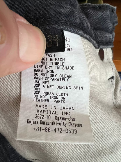 kapital black denim straight cut pants