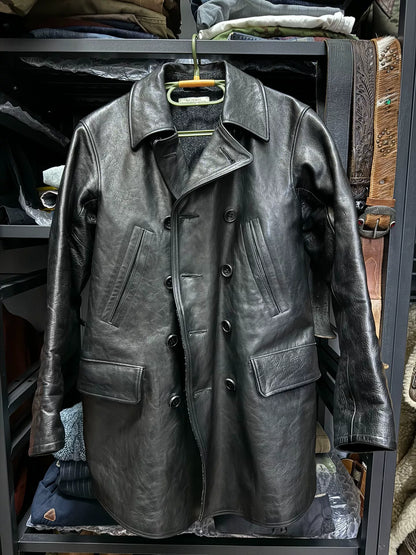 old joe double-breasted horsehide leather jacket