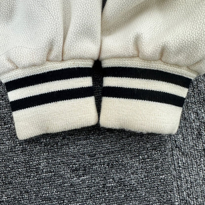 Saint Laurent White Black Striped Baseball Jacket