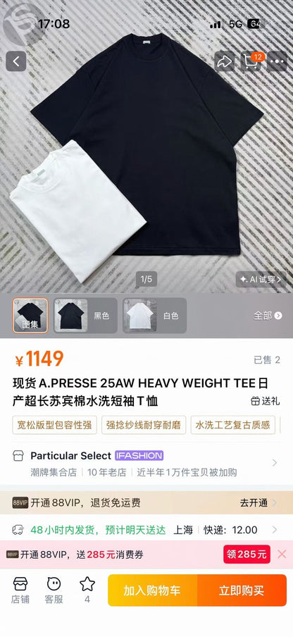 Heavy Weight T-Shirt by A.PRESSE