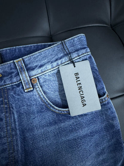 Balenciaga Straight Cut Distressed Jeans