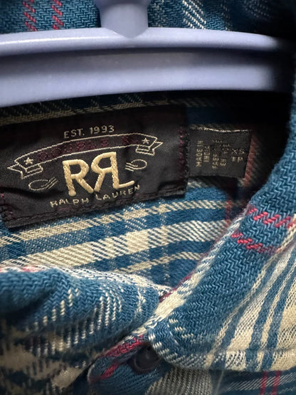 blue plaid long sleeve shirt