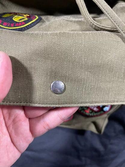military green patch backpack from saint laurent