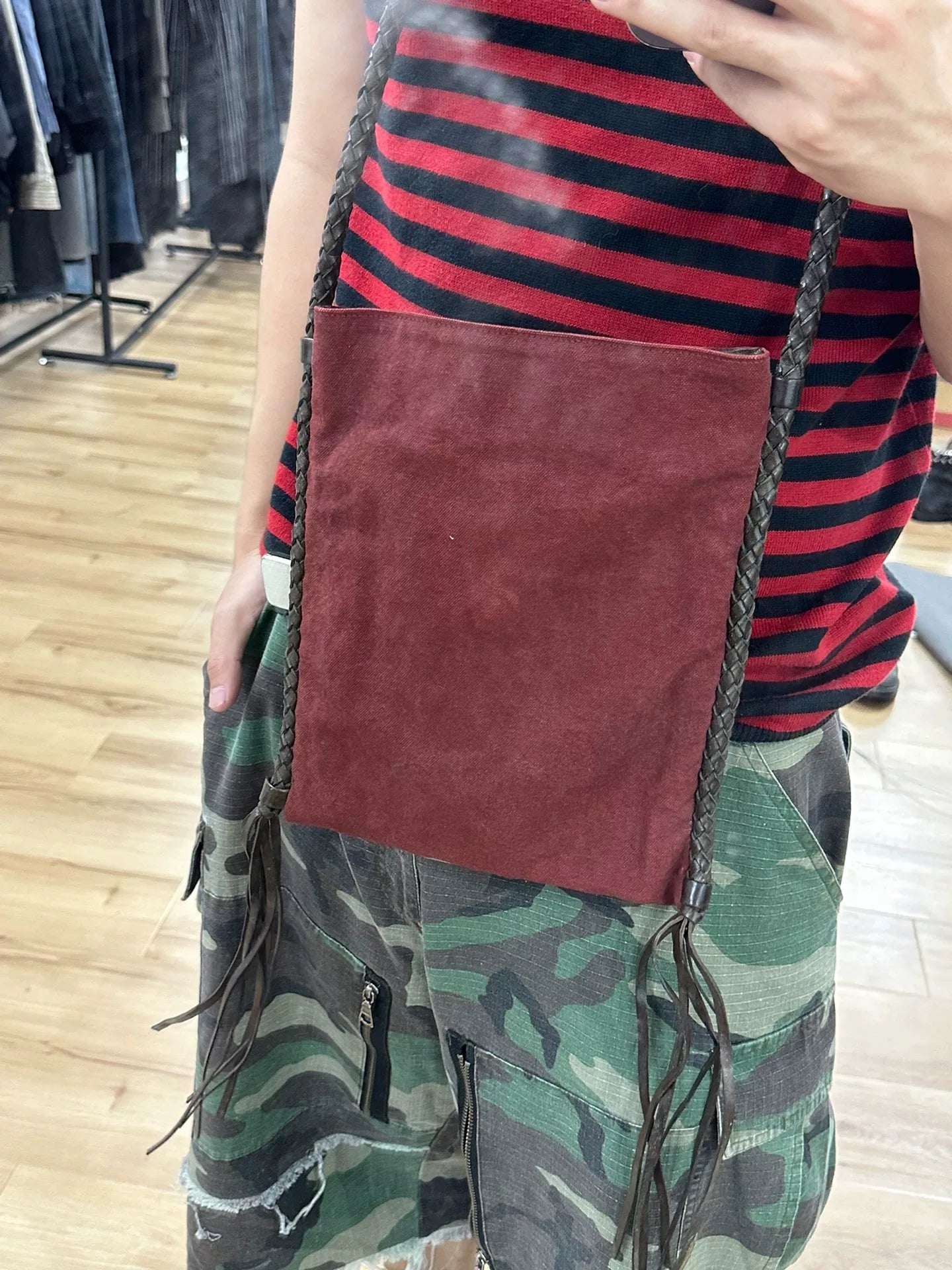 Dries van Noten Leather Woven Canvas Bag