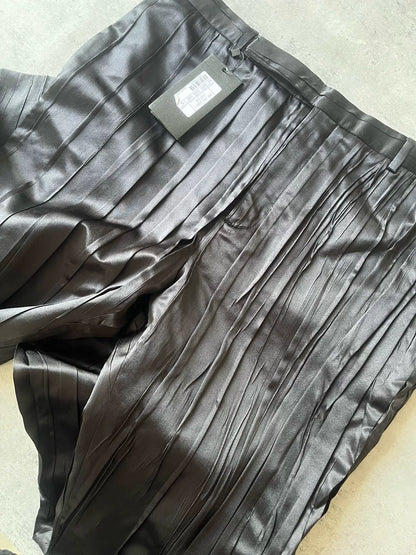 Saint Laurent Pleated Silk Black Trousers