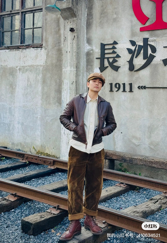 vintage brown goat leather jacket