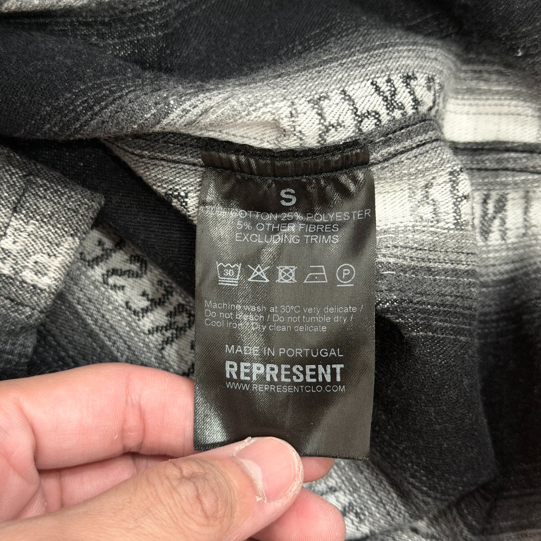 Represent White Black Print Shirt Jacket