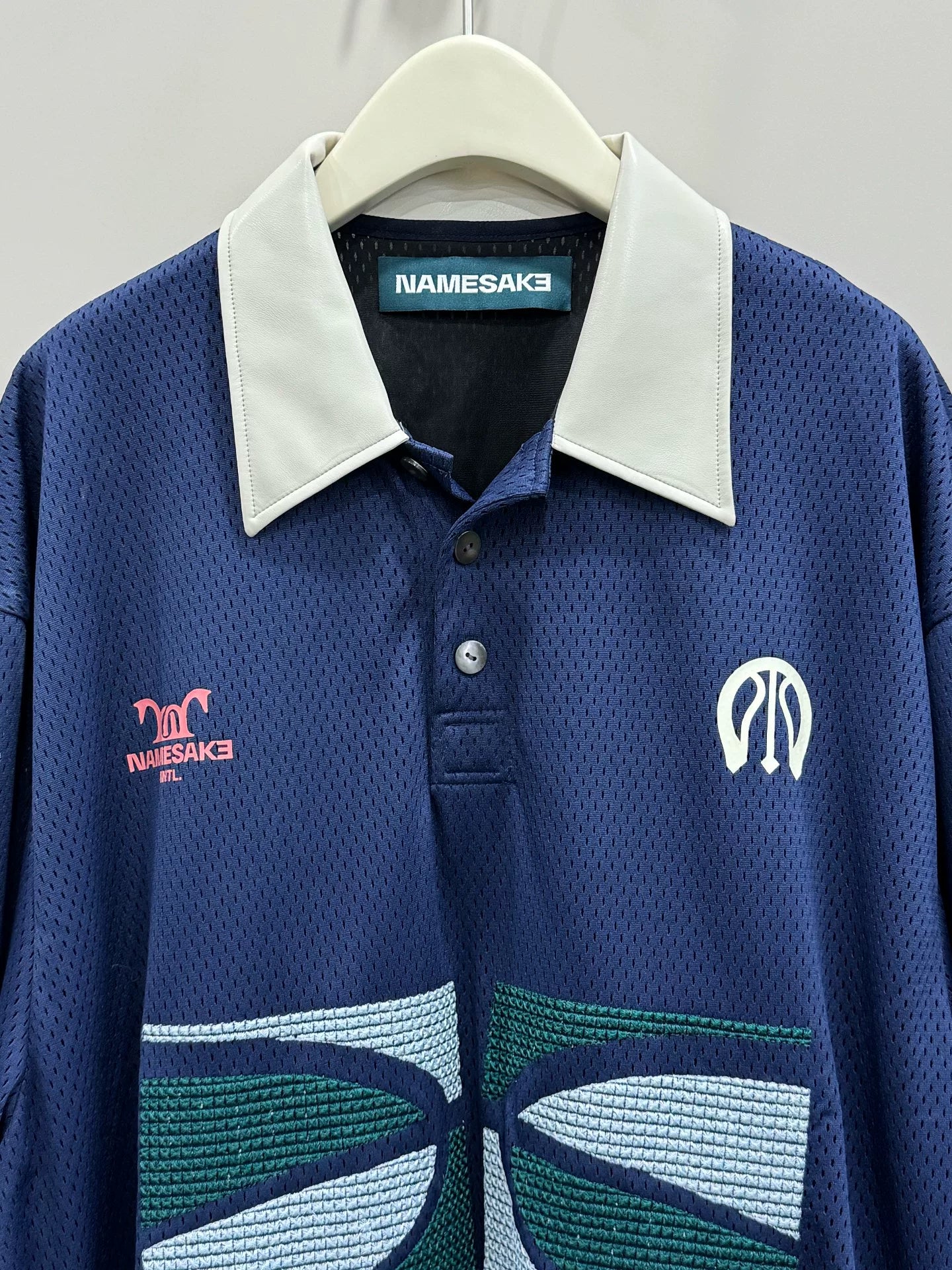 printed knit short-sleeve polo shirt